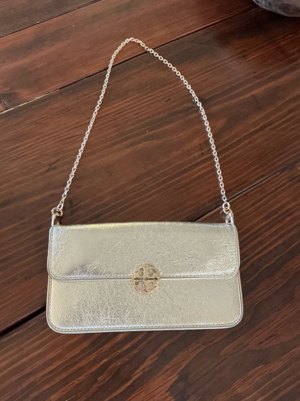 Tory Burch Metallic Gold Chain Shoulder Clutch